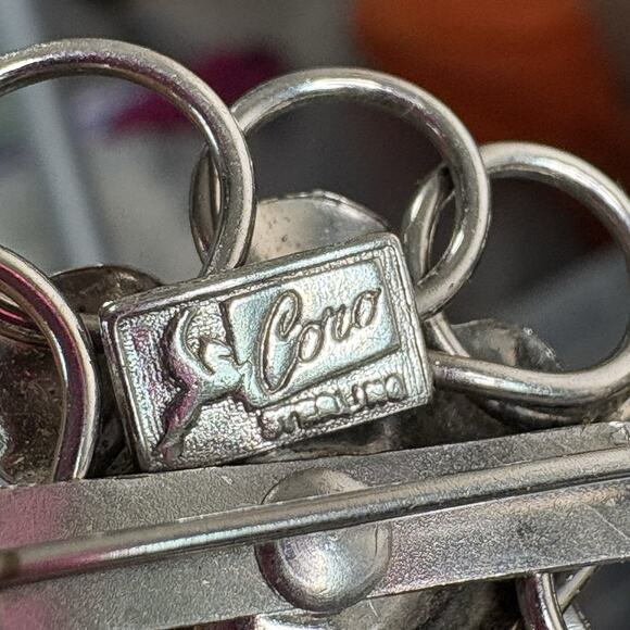 Vintage Pegasus Coro Sterling Silver 925 Open Work Flower Brooch Pin Rose 1940s - Picture 4 of 6